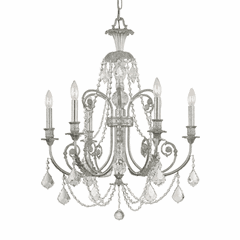 Crystorama Regis 6 Light Clear Italian Crystal Silver Chandelier I - 5116-OS-CL-I