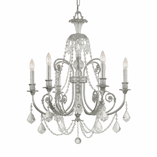 Crystorama Regis 6 Light Clear Italian Crystal Silver Chandelier I - 5116-OS-CL-I
