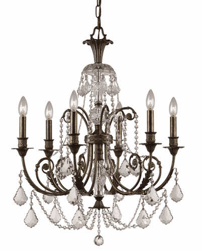 Crystorama Regis 6 Light Clear Spectra Crystal Bronze Chandelier - 5116-EB-CL-SAQ