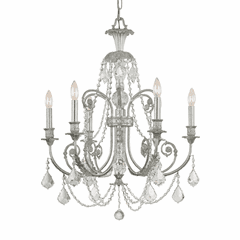Crystorama Regis 6 Light Clear Swarovski Strass Crystal Silver Chandelier - 5116-OS-CL-S