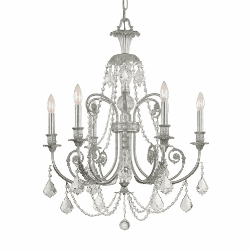 Crystorama Regis 6 Light Clear Swarovski Strass Crystal Silver Chandelier - 5116-OS-CL-S