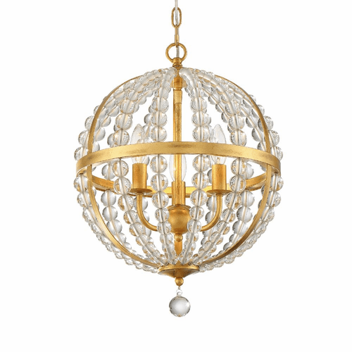 Crystorama Roxy 3 Light Chandelier - Antique Gold - ROX-A9003-GA