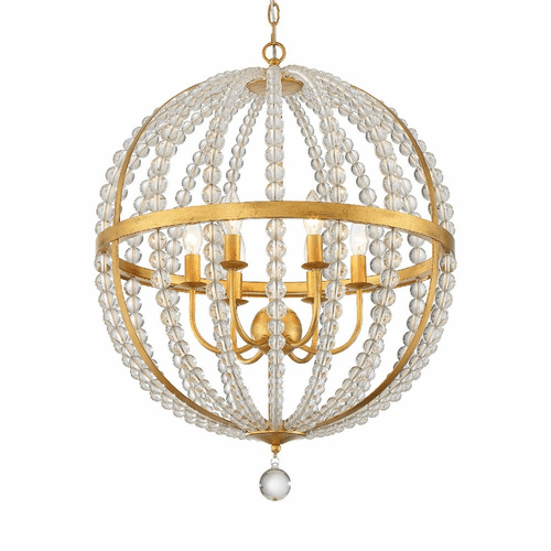 Crystorama Roxy 6 Light Chandelier - Antique Gold - ROX-A9006-GA