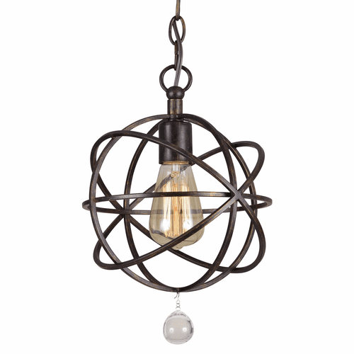 Crystorama Solaris 1 Light Bronze Pendant - 9220-EB