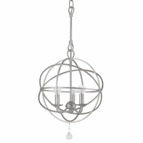 Crystorama Solaris 3 Light Olde Silver Mini Chandelier - 9225-OS