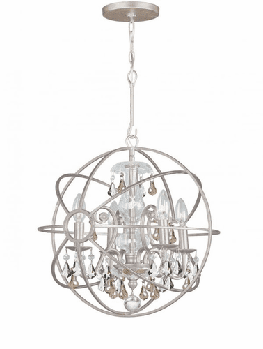 Crystorama Solaris 4 Light Golden Shadow Crystal Silver Mini Chandelier - Olde Silver - 9025-OS-GS-MWP
