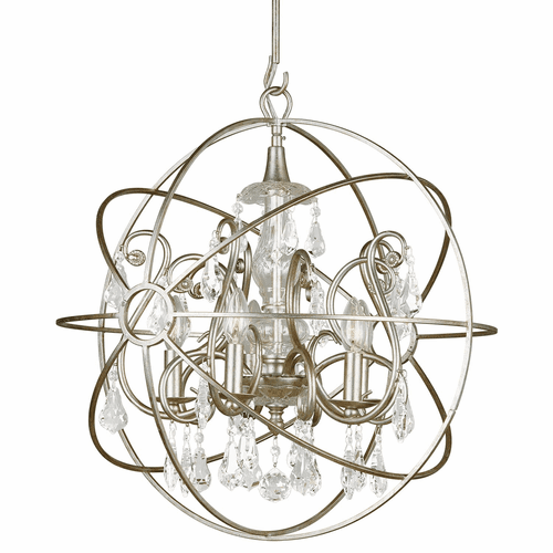 Crystorama Solaris 5 Light Crystal Silver Sphere Chandelier - 9026-OS-CL-MWP