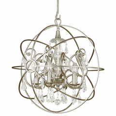 Crystorama Solaris 5 Lt Swarovski Strass Crystal Silver Sphere Chandelier - 9026-OS-CL-S
