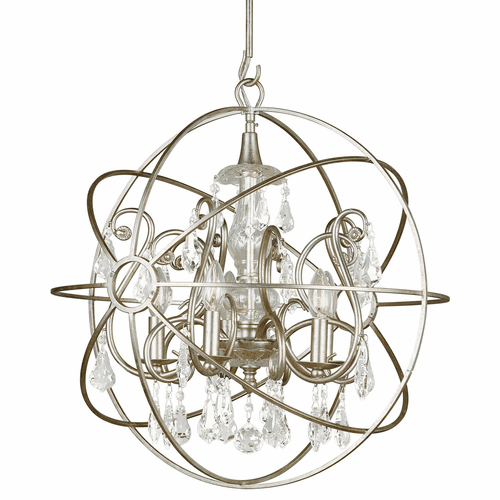 Crystorama Solaris 5 Lt Swarovski Strass Crystal Silver Sphere Chandelier - 9026-OS-CL-S