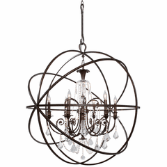 Crystorama Solaris 6 Light Crystal Bronze Sphere Chandelier II - 9219-EB-CL-MWP