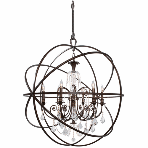 Crystorama Solaris 6 Light Crystal Bronze Sphere Chandelier II - 9219-EB-CL-MWP