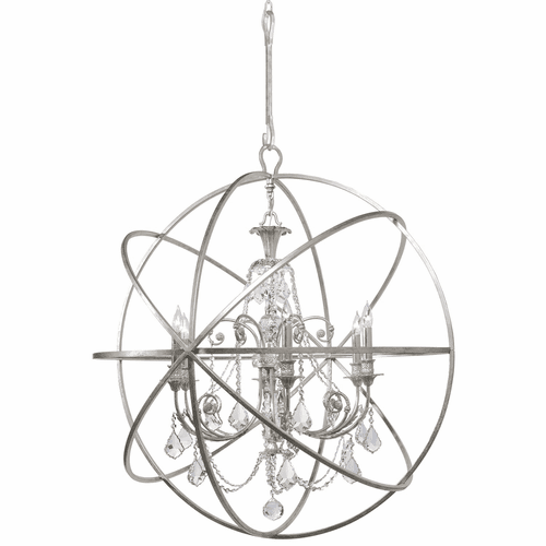 Crystorama Solaris 6 Light Crystal Silver Sphere Chandelier II - 9219-OS-CL-MWP