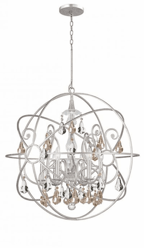 Crystorama Solaris 6 Light Gold Crystal Silver Sphere Chandelier - Olde Silver - 9028-OS-GS-MWP
