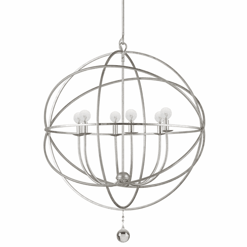 Crystorama Solaris 6 Light Silver Sphere Chandelier II - 9228-OS
