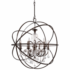 Crystorama Solaris 6 Light Spectra Crystal Bronze Sphere Chandelier - 9219-EB-CL-SAQ