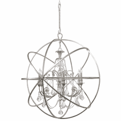 Crystorama Solaris 6 Lt Swarovski Strass Crystal Silver Sphere Chandelier - 9219-OS-CL-S