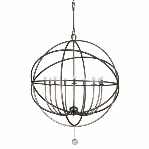 Crystorama Solaris 9 Light Bronze Sphere Chandelier - 9229-EB