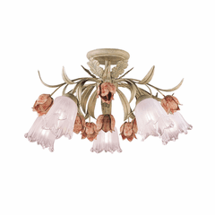 Crystorama Southport 5 Light Sage Rose Floral Semi-Flush - 4800-SR
