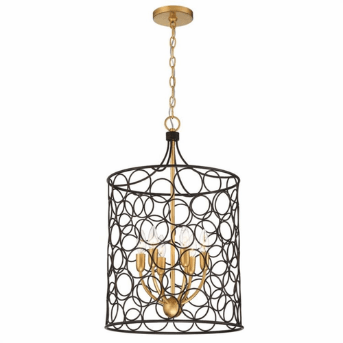 Crystorama Stemmons 6 Light Lantern - Bronze + Antique Gold - STM-B5106-BZ-GA