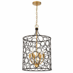 Crystorama Stemmons 6 Light Lantern - Bronze + Antique Gold - STM-B5106-BZ-GA