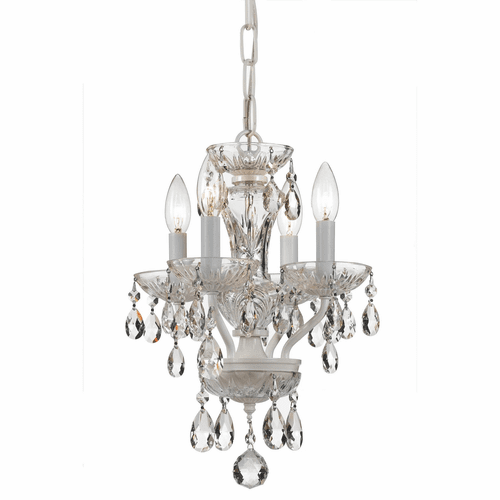 Crystorama Swarovski Strass Crystal 4 Lt White Mini Chandelier - 5534-WW-CL-S