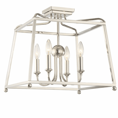 Crystorama Sylvan 4 Light Ceiling Mount - Polished Nickel - 2243-PN_NOSHADE