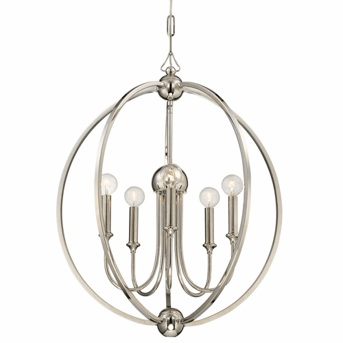 Crystorama Sylvan 5 Light Chandelier - Polished Nickel - 2247-PN_NOSHADE