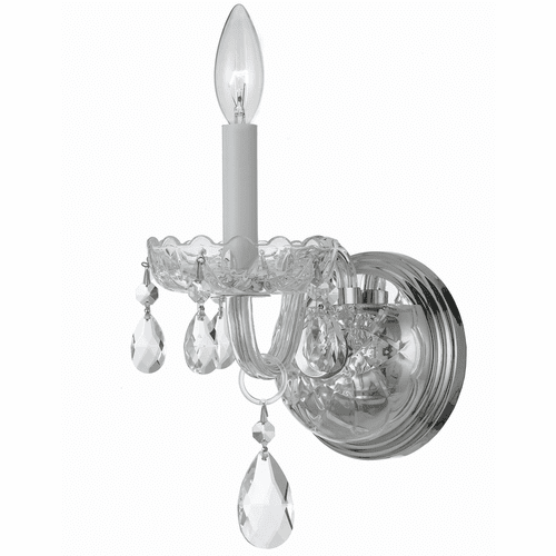 Crystorama Traditional Crystal 1 Light Spectra Crystal Chrome Sconce - 1031-CH-CL-SAQ