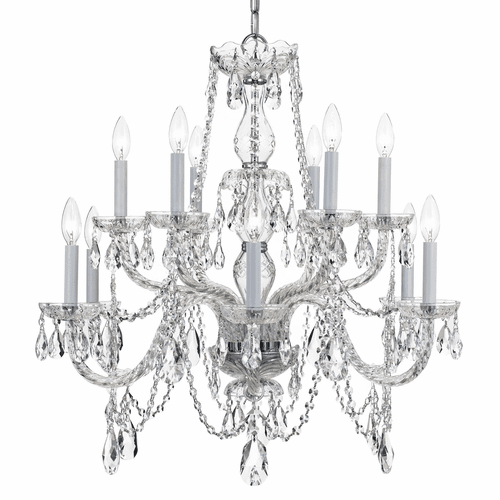 Crystorama Traditional Crystal 12 Light Chrome Chandelier - 1135-CH-CL-MWP