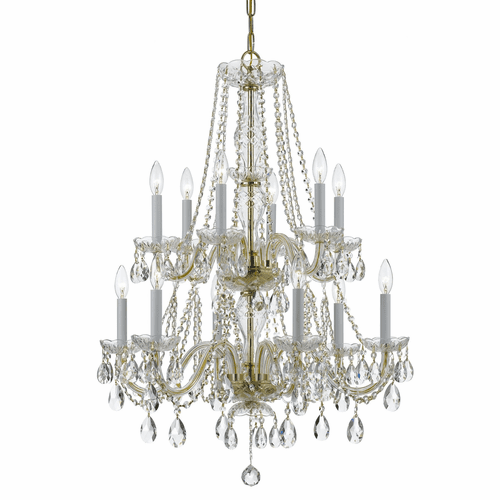 Crystorama Traditional Crystal 12 Light Clear Crystal Brass Chandelier IV - 1137-PB-CL-MWP