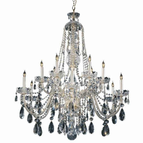 Crystorama Traditional Crystal 12-LT Chandelier - Polished Brass - 1114-PB-CL-MWP