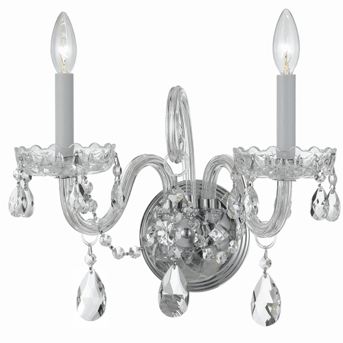 Crystorama Traditional Crystal 2 Light Clear Crystal Chrome Sconce I - 1032-CH-CL-MWP