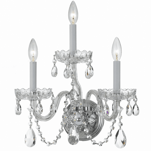 Crystorama Traditional Crystal 3 Light Spectra Crystal Chrome Sconce I - 1033-CH-CL-SAQ