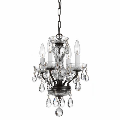 Crystorama Traditional Crystal 4 Light Bronze Mini Chandelier - 5534-EB-CL-MWP