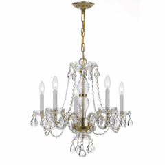 Crystorama Traditional Crystal 5 Light Clear Crystal Brass Chandelier III - 5085-PB-CL-MWP
