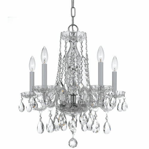 Crystorama Traditional Crystal 5 Light Clear Crystal Chrome Mini Chandelier - 1061-CH-CL-MWP