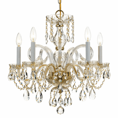 Crystorama Traditional Crystal 5 Light Crystal Brass Chandelier I - 1005-PB-CL-MWP