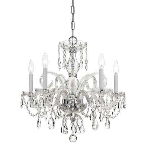 Crystorama Traditional Crystal 5 Light Crystal Chrome Chandelier I - 1005-CH-CL-MWP