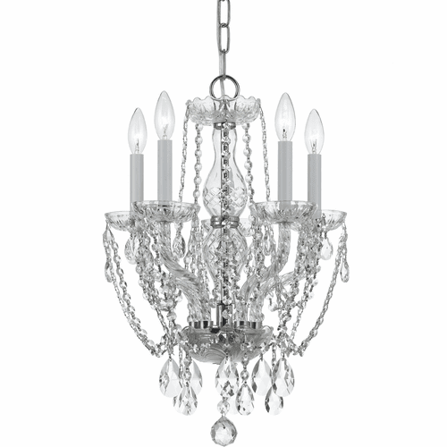 Crystorama Traditional Crystal 5 Light Crystal Chrome Mini Chandelier IV - 1129-CH-CL-MWP