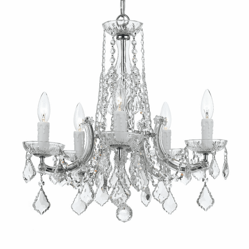 Crystorama Traditional Crystal 5-LT Chandelier - Polished Chrome - 4576-CH-CL-MWP