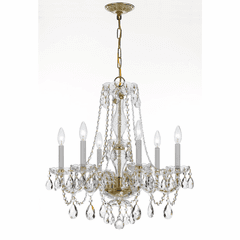 Crystorama Traditional Crystal 6 Light Crystal Brass Chandelier V - 5086-PB-CL-MWP