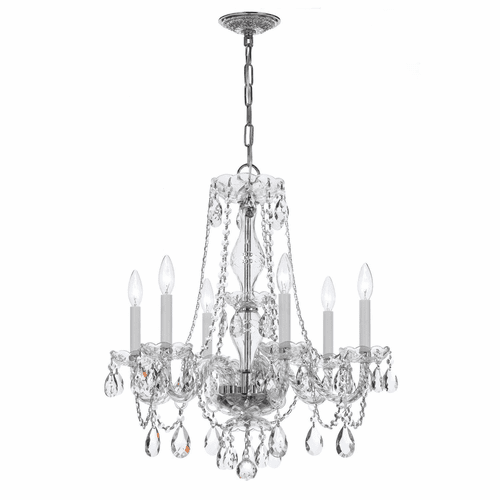 Crystorama Traditional Crystal 6 Light Crystal Chrome Chandelier VI - 5086-CH-CL-MWP
