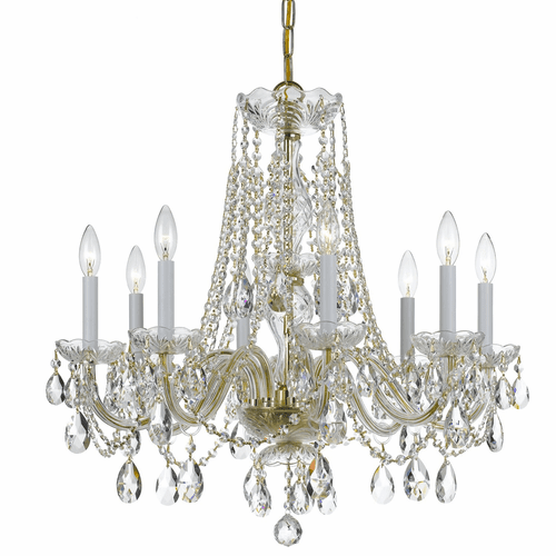 Crystorama Traditional Crystal 8 Light Crystal Brass Chandelier III - 1138-PB-CL-MWP