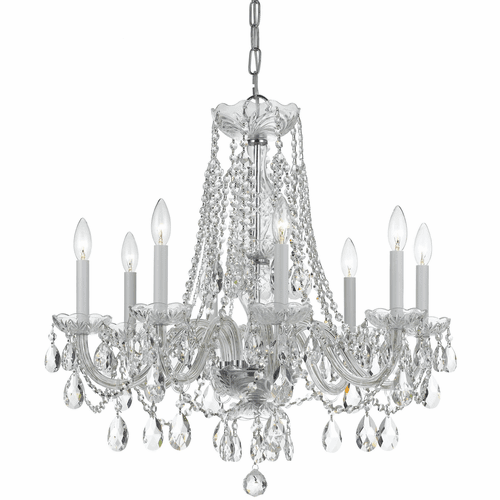 Crystorama Traditional Crystal 8 Light Crystal Chrome Chandelier II - 1138-CH-CL-MWP