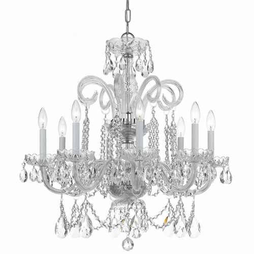 Crystorama Traditional Crystal 8 Light Crystal Chrome Chandelier V - 5008-CH-CL-MWP