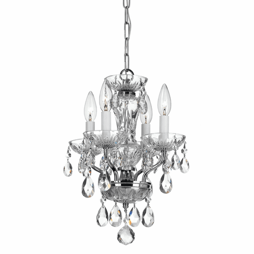 Crystorama Traditional Crystal Spectra 4 Light Chrome Mini Chandelier - 5534-CH-CL-SAQ