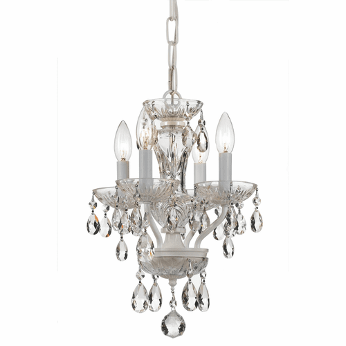 Crystorama Traditional Spectra Crystal 4 Light White Mini Chandelier - 5534-WW-CL-SAQ