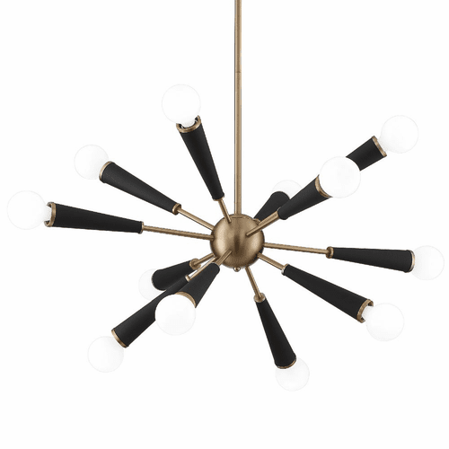 Crystorama Zodiac 12 Light Chandelier - Aged Brass - 3812-AG