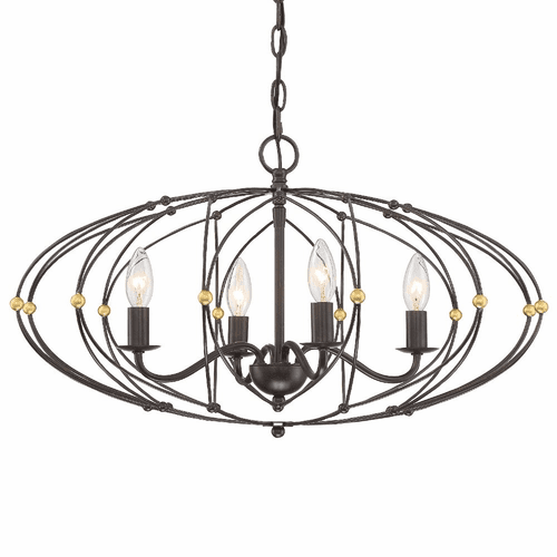 Crystorama Zucca 4-LT Chandelier - English Bronze/Antique Gold - ZUC-A9034-EB-GA