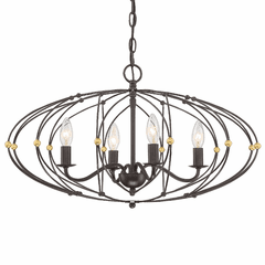 Crystorama Zucca 4-LT Chandelier - English Bronze/Antique Gold - ZUC-A9034-EB-GA